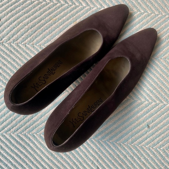Vintage Yves Saint Laurent Brown Suede Pumps - Picture 3 of 11